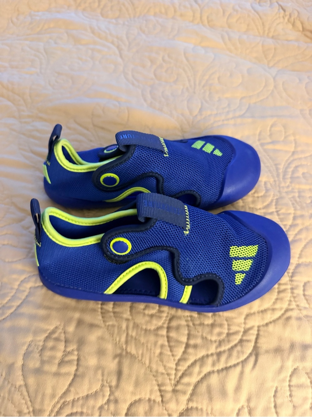Adidas Kids Blue and Neon Green Active Slip-On Water Shoes